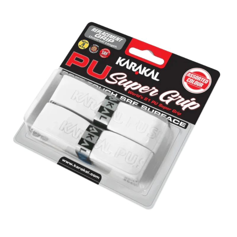 Emballage du pack de 2 grips de remplacement Karakal PU Super Grip.