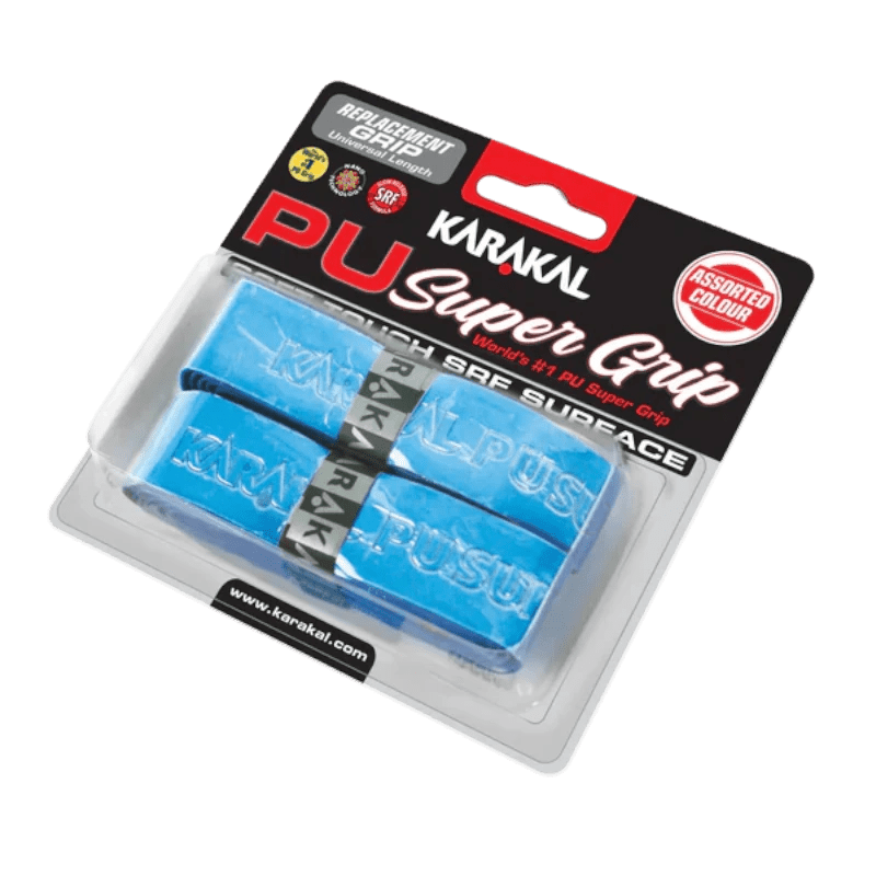 Emballage du pack de 2 grips de remplacement Karakal PU Super Grip.