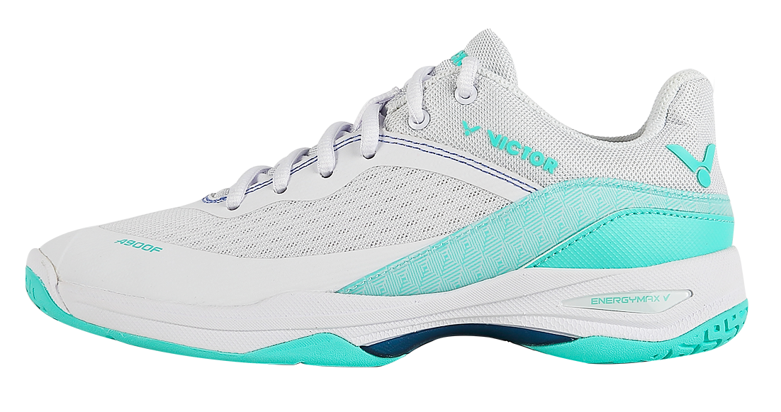 Chaussures de badminton pour femme Victor A900F AR blanche et rose, vue de profil mettant en avant la légèreté de la semelle HYPEREVA.