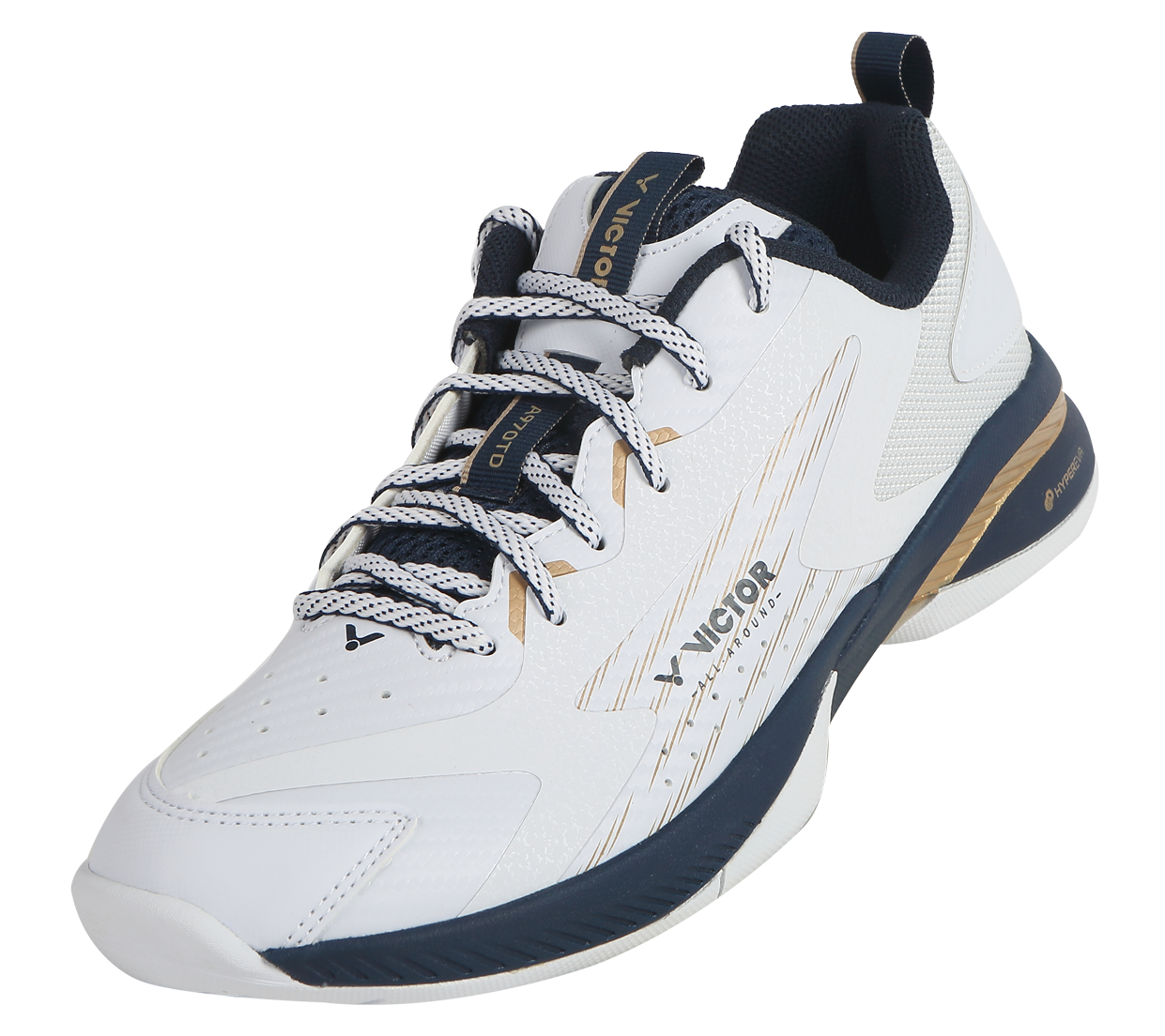 Vue de dessus de la chaussure Victor A970TD AX mettant en avant le double mesh respirant et le chaussant U-Shape.