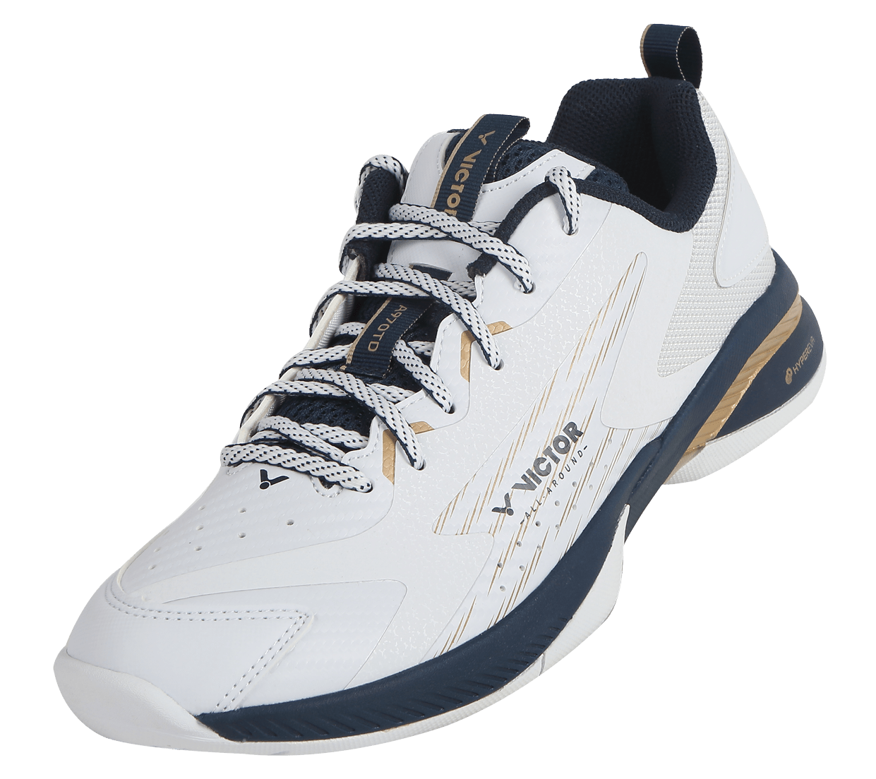 Vue de dessus de la chaussure Victor A970TD AX mettant en avant le double mesh respirant et le chaussant U-Shape.