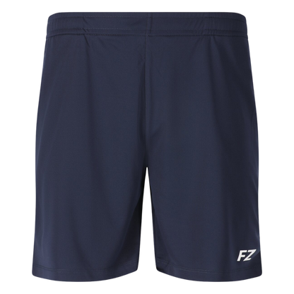 Short de badminton pour homme FZ FORZA Landos V2 2048 coloris bleu marine (Navy Blazer) avec taille élastique et logo discret.