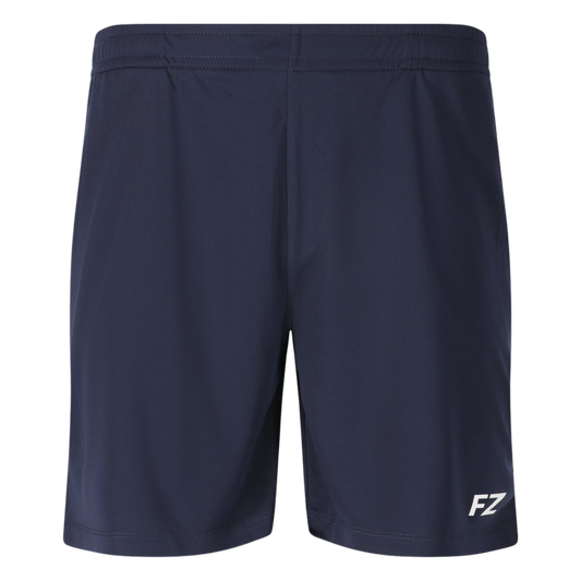 Short de badminton pour homme FZ FORZA Landos V2 2048 coloris bleu marine (Navy Blazer) avec taille élastique et logo discret.