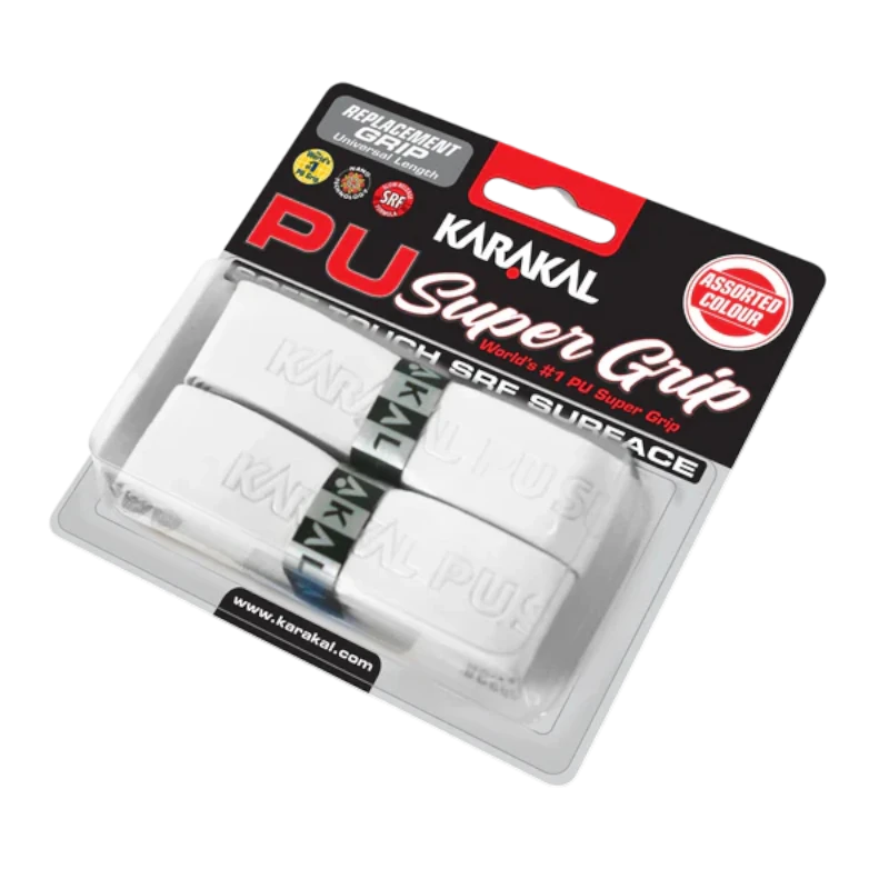 Emballage du pack de 2 grips de remplacement Karakal PU Super Grip.