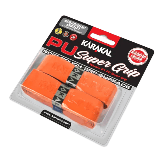 Emballage du pack de 2 grips de remplacement Karakal PU Super Grip.
