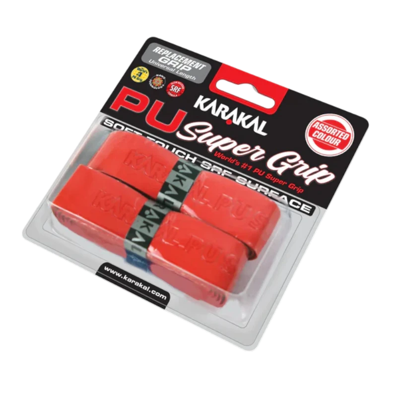 Emballage du pack de 2 grips de remplacement Karakal PU Super Grip.