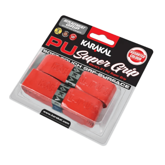 Emballage du pack de 2 grips de remplacement Karakal PU Super Grip.