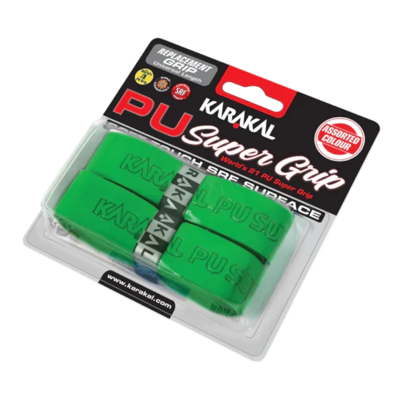 Emballage du pack de 2 grips de remplacement Karakal PU Super Grip.
