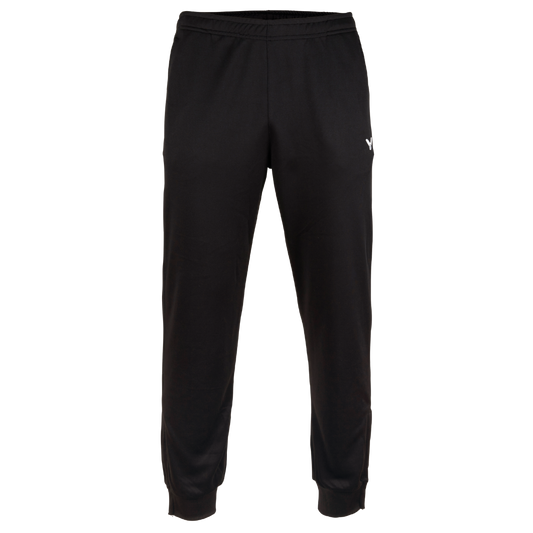 Pantalon de jogging de badminton Victor TA Pants Team 3697 noir avec taille élastique et poches latérales zippées.