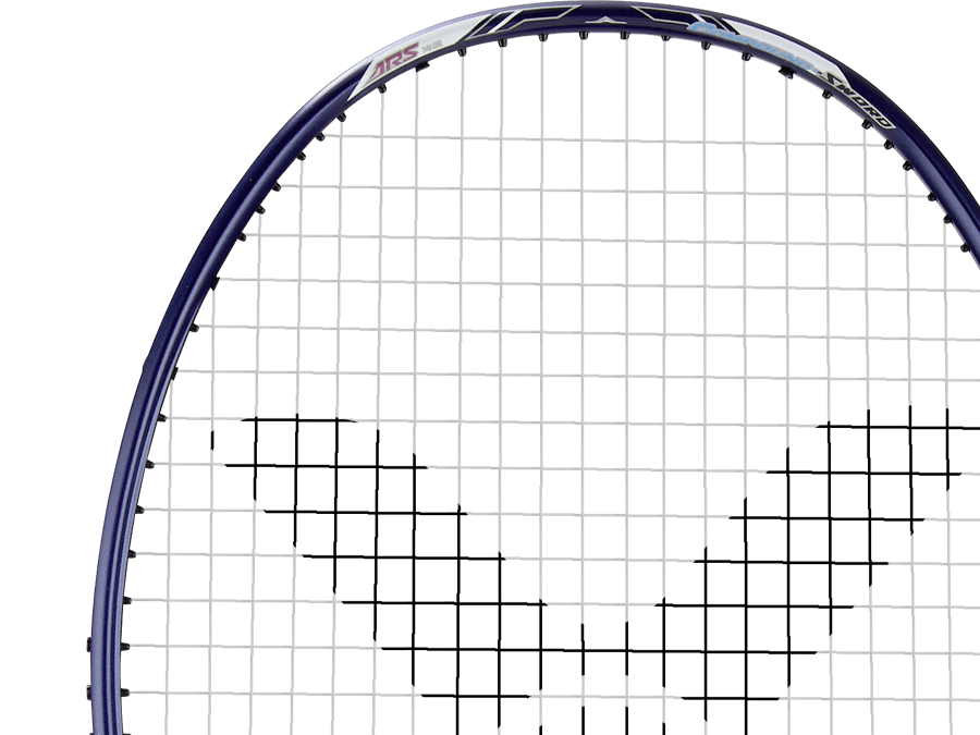 Raquette de badminton Victor Auraspeed 11B coloris bleu et blanc, vue de profil montrant le cadre aérodynamique.
