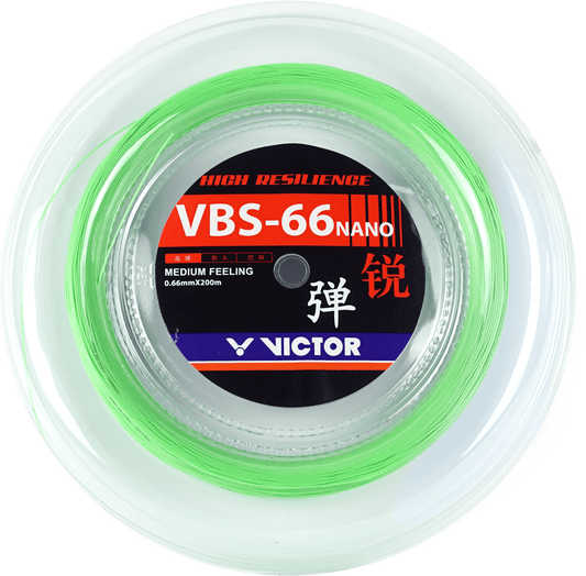 Bobine de cordage badminton Victor VBS-66 Nano de 200 mètres, coloris vert fluo