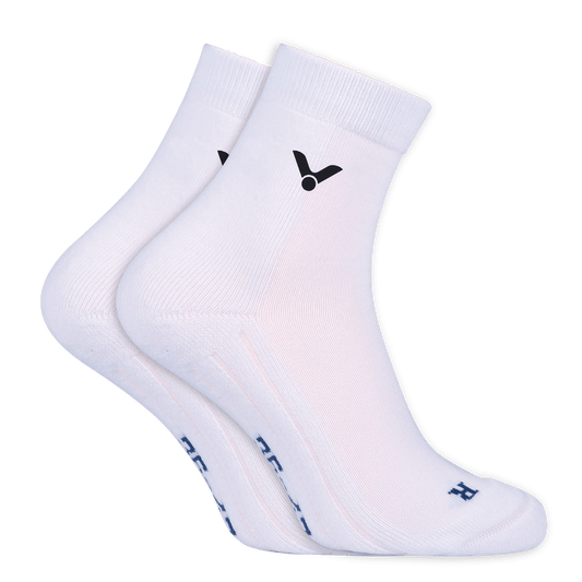 Lot de deux paires de chaussettes de badminton Victor Indoor Performance avec renforts d'amorti sous le pied.